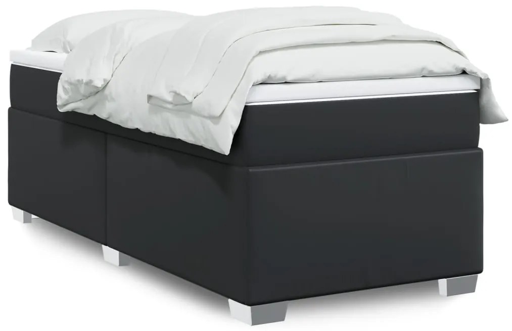 Giroletto A Molle Con Materasso Nero 80x200 Cm İn Similpelle /