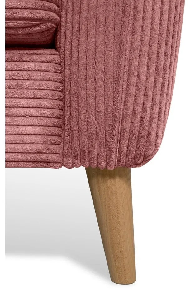 Divano angolare in velluto a coste rosa (angolo sinistro) Paris - Scandic