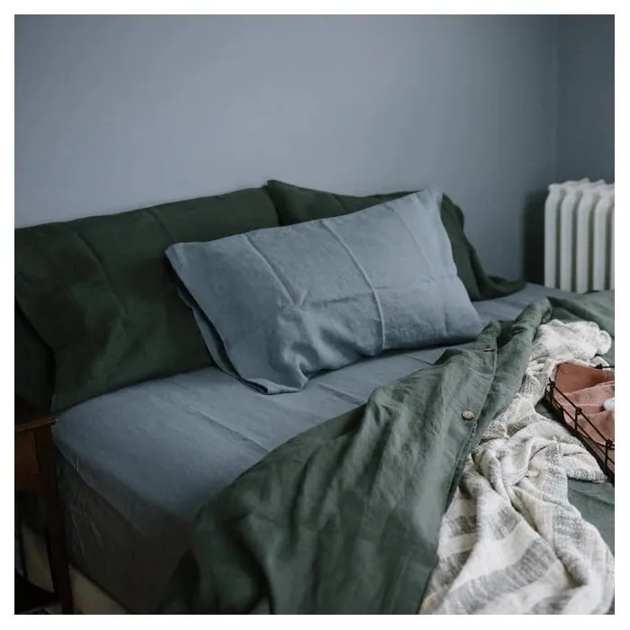 Lenzuolo di lino blu 200x160 cm Blue Fog - Linen Tales