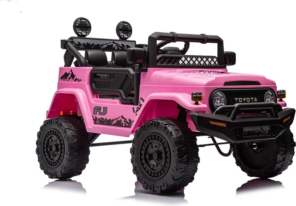 Macchina Elettrica per Bambini Fuoristrada Toyota Fj Cruiser 12V Telecomando Ruote in Gomma e Sedile in Pelle Rosa...