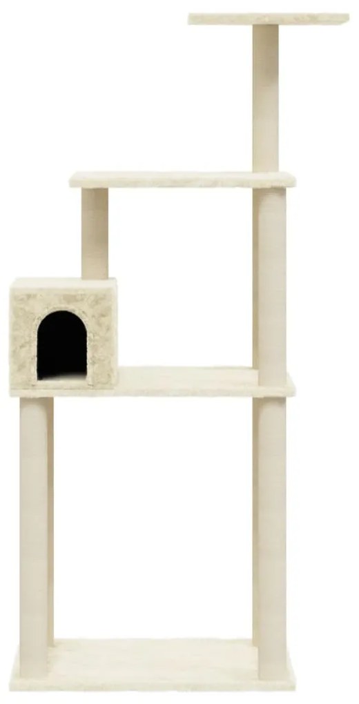 Albero per Gatti con Tiragraffi in Sisal Crema 147 cm