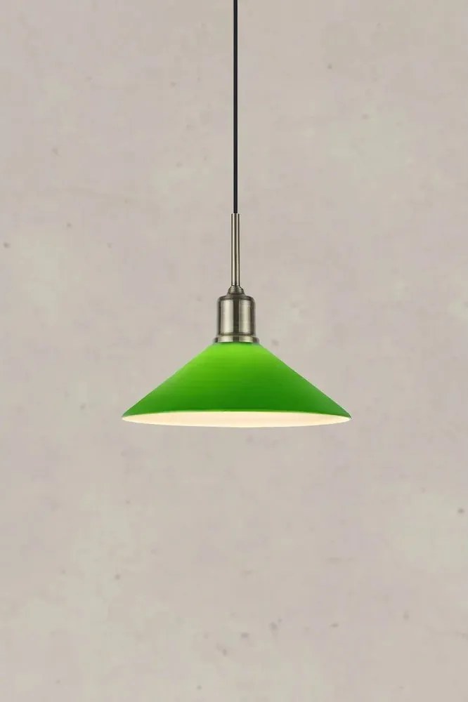 Lampadario verde e color ottone con paralume in vetro ø 25 cm Vela – Markslöjd