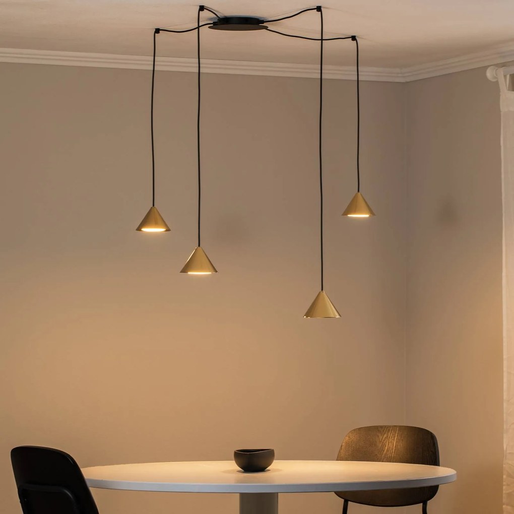 EMIBIG LIGHTING Lampada a sospensione Elit Spider, a 4 luci, color oro, metallo