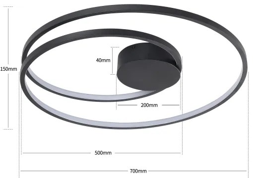 Brilagi- Plafoniera da soffitto dimmerabile a LED TWISTER LED/75W/230V Ø 70 cm nera +telecomando
