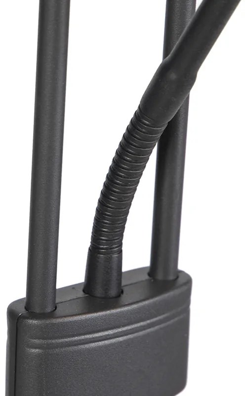 Lampada da terra nera con lampada da lettura con LED e dimmer - DIVA 2