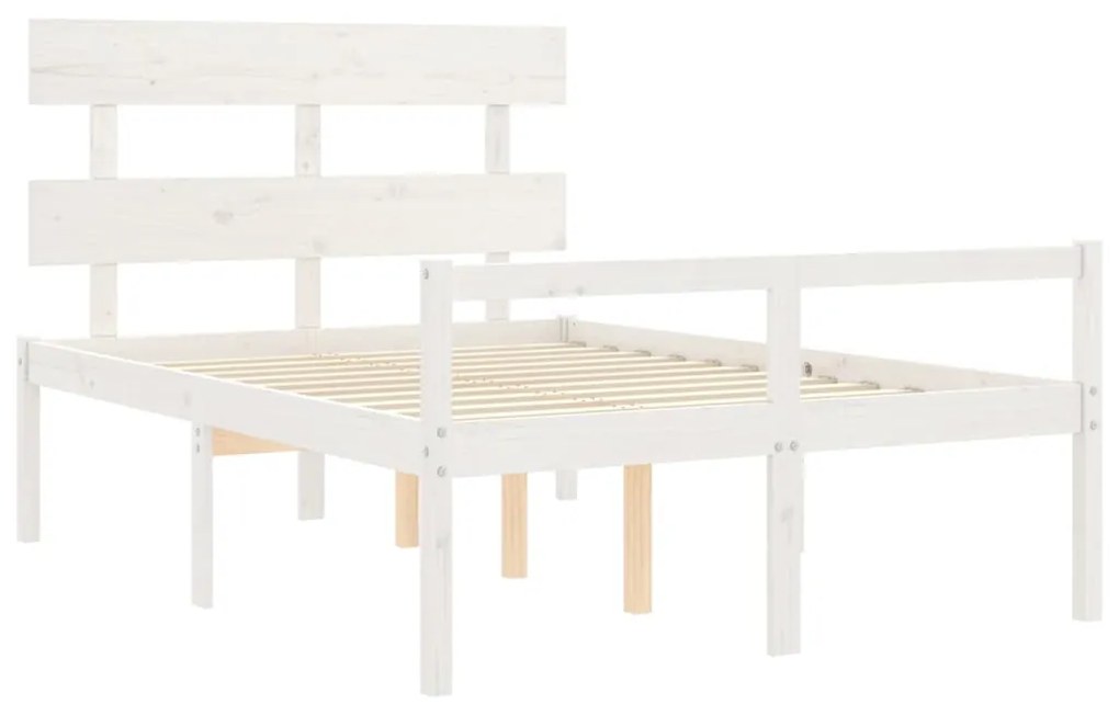 Letto per Anziani con Testiera Bianco 140x190 cm Legno Massello