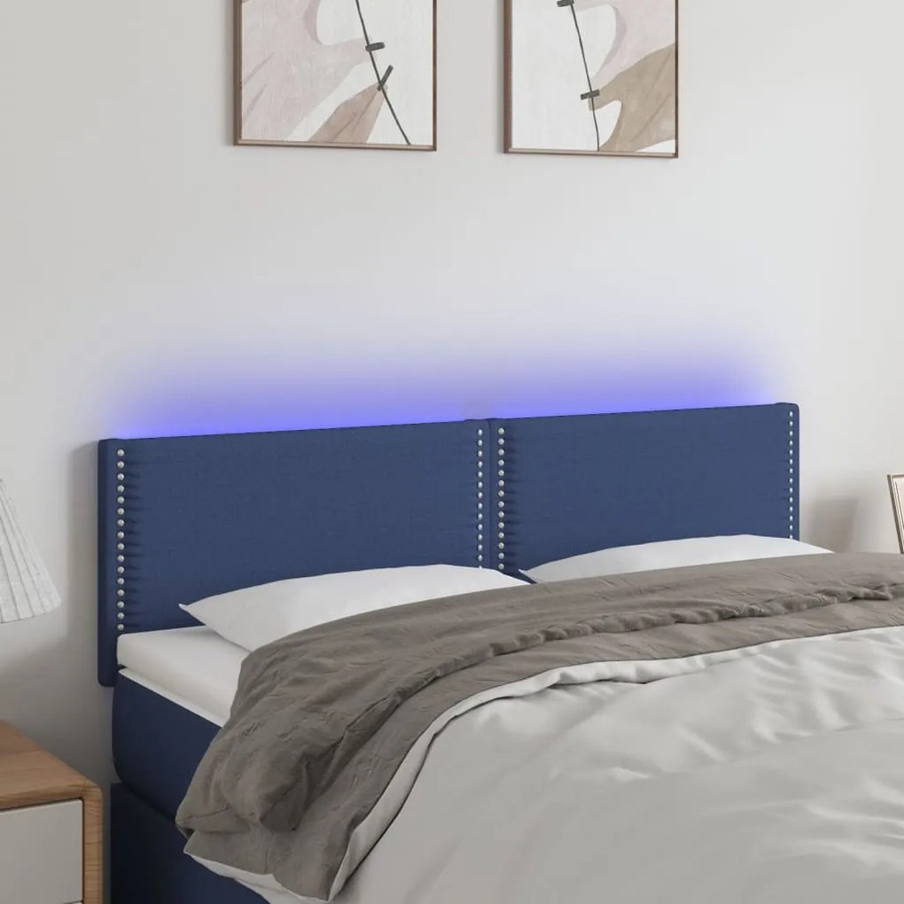Testiera A Led Blu 144x5x78/88 Cm İn Tessuto /