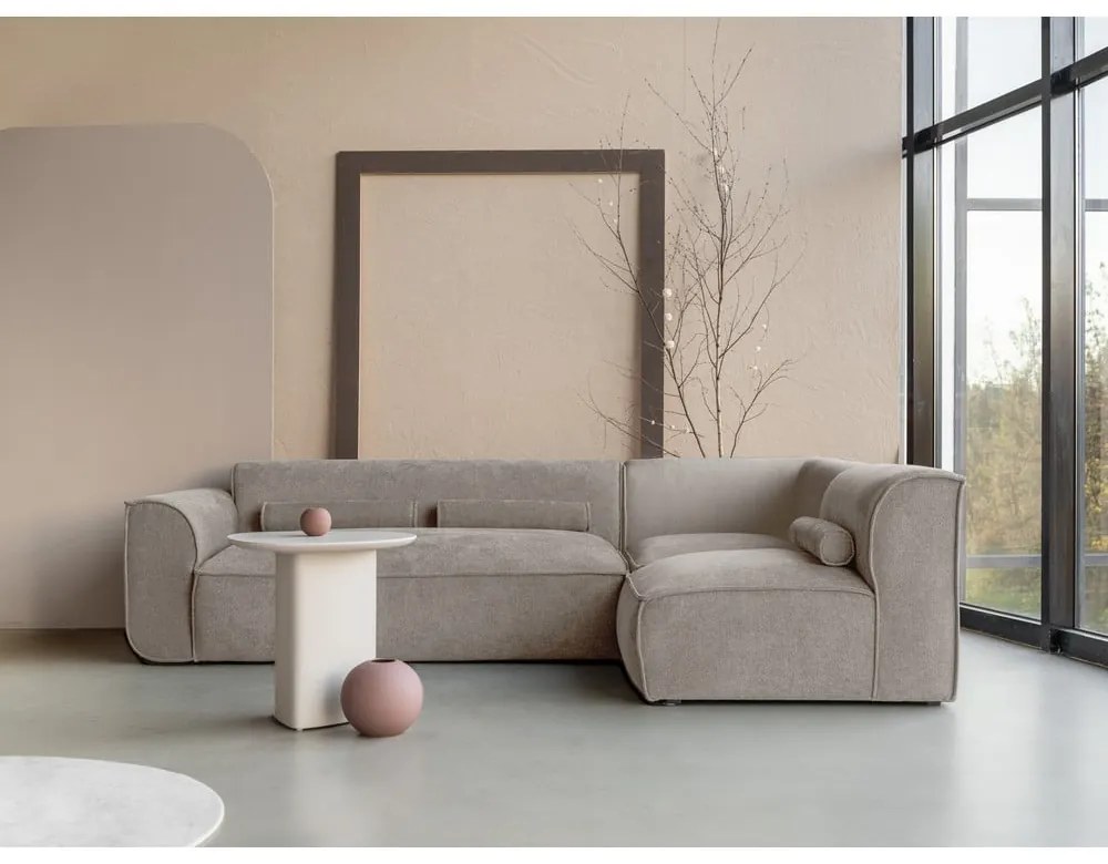 Divano angolare componibile beige (con penisola a destra) Flex Felix – Miuform