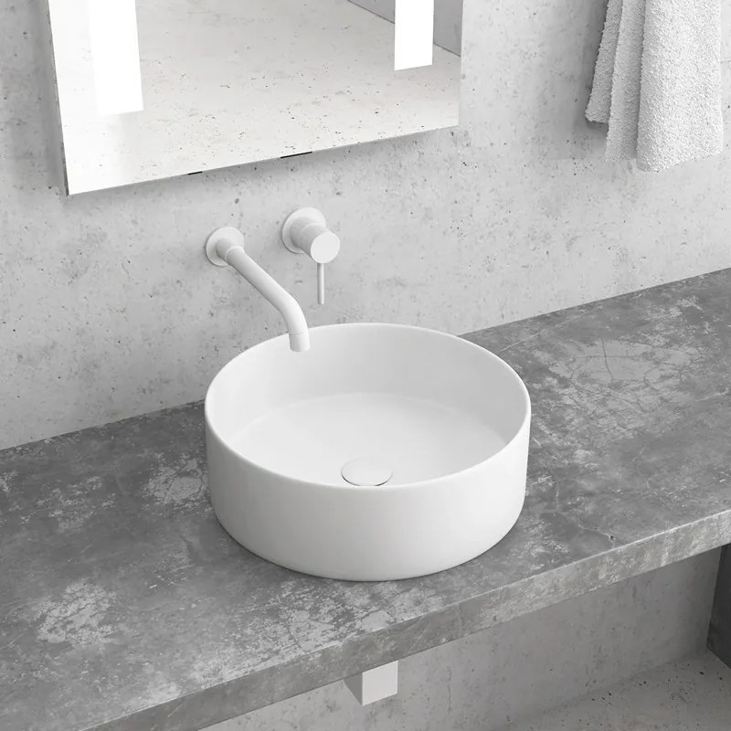 Lavabo tondo colore bianco opaco 35cm | Litos-KBM350 - KAMALU