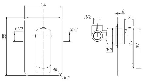 Sapho - Miscelatore doccia da incasso MIXONA, finitura cromata lucida