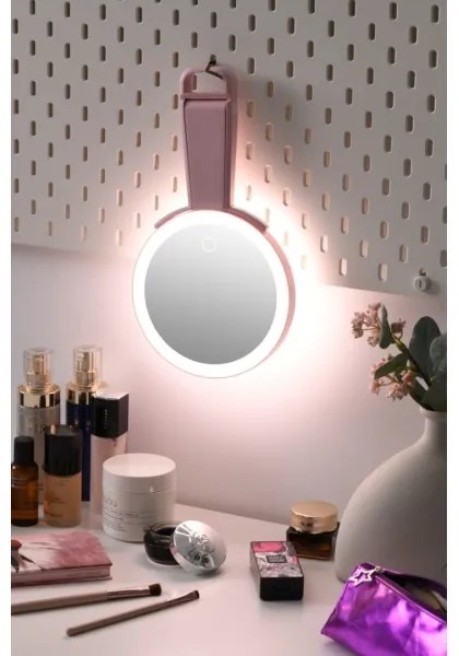 Immax 09102L - Specchio cosmetico dimmerabile LED+CCT SWEET LED/3W/5V rosa