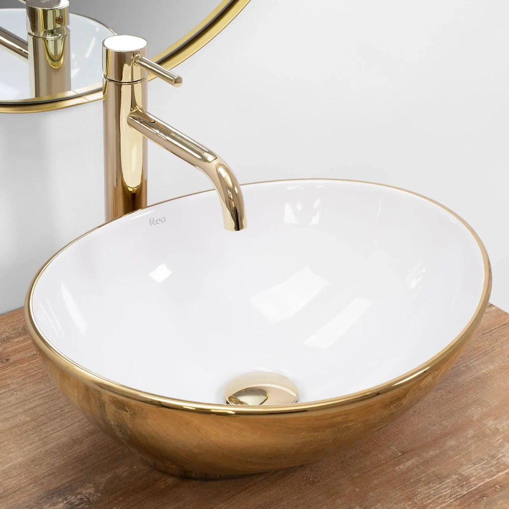 Lavabo da appoggio Rea Sofia Gold / White