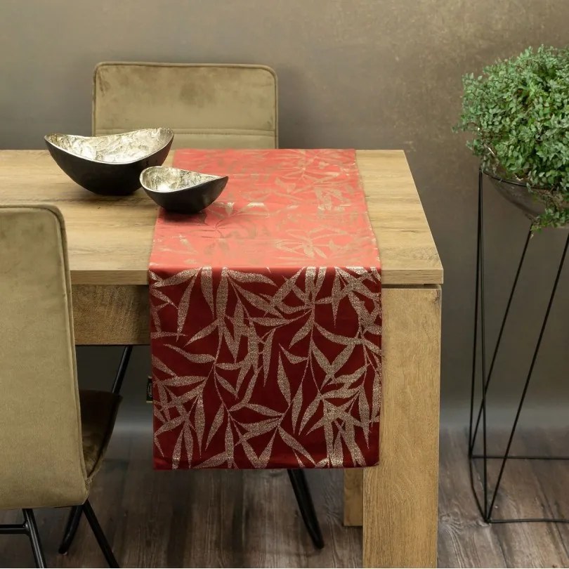 Tovaglia centrale in velluto con stampa rosso mattone Larghezza: 35 cm | Lunghezza: 220 cm