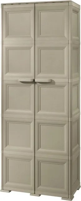 Armadio spogliatoio Omnimodus in resina tortora/tortora L 79 x H 203 x P 43 cm 2 ante per interno / esterno ed esterno riparato
