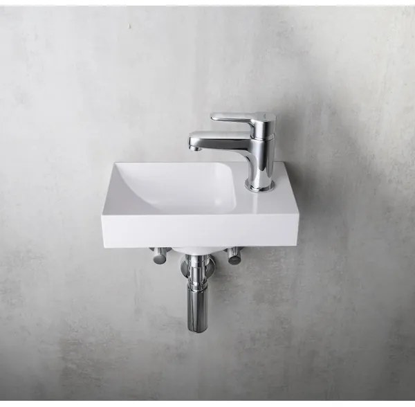 Sapho - Lavabo sospeso PICCOLINO 30x17 cm destro/marmo ricomposto/bianco