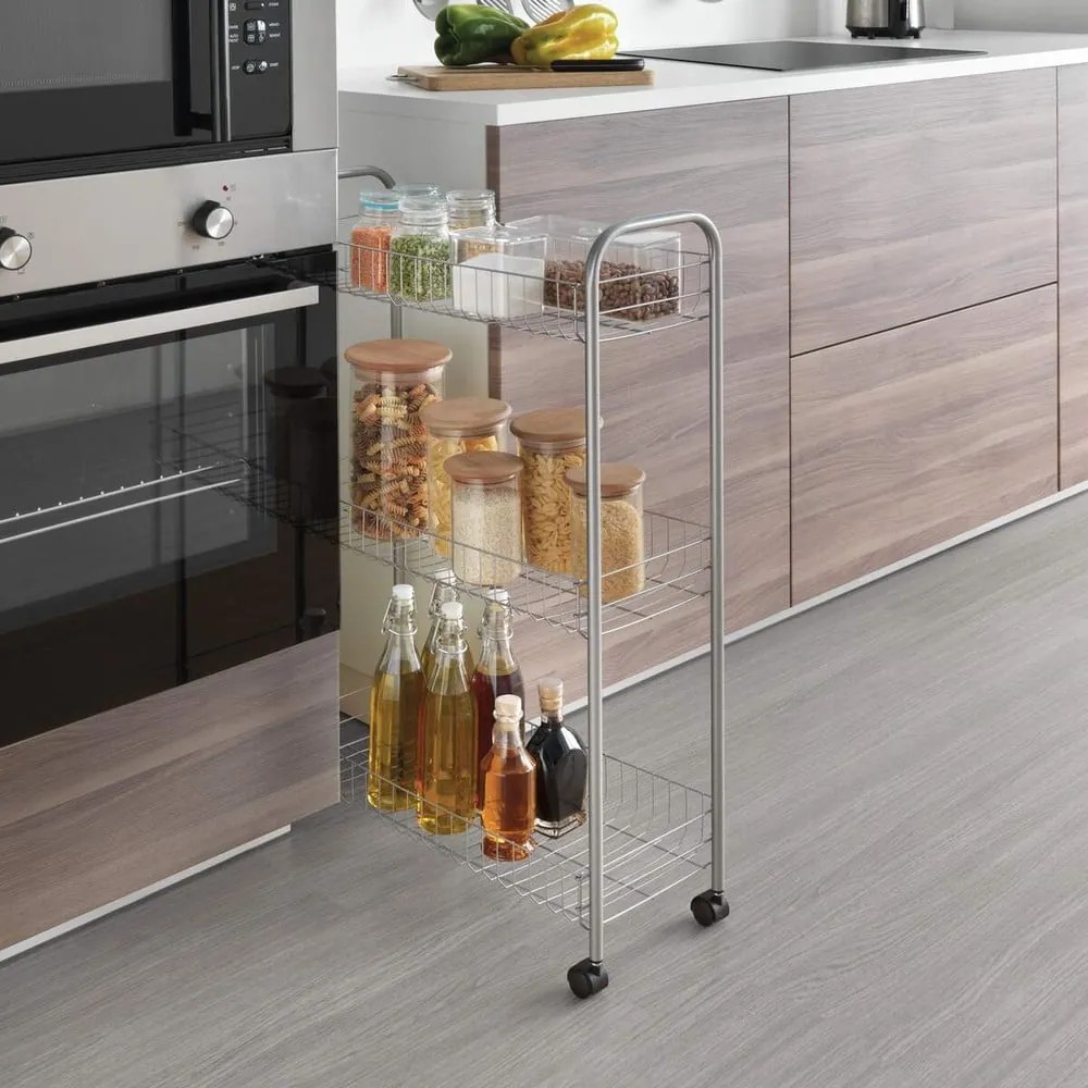 Supporto mobile con 3 ripiani Ascona Slim De Luxe, altezza 84 cm - Metaltex
