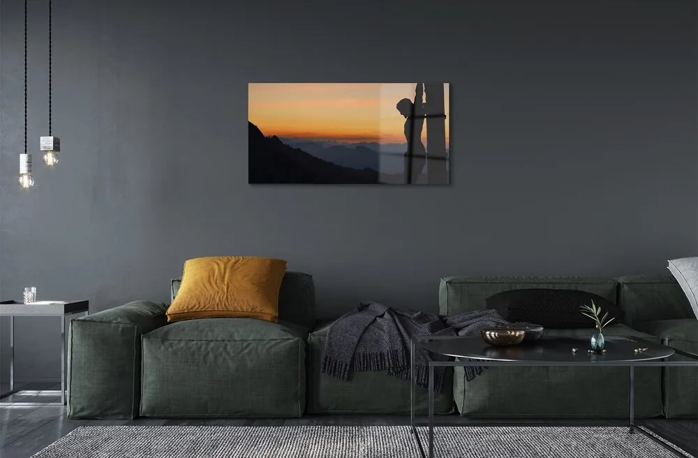 Quadro in vetro Tramonto di gesù crocifisso 100x50 cm 2 appendini