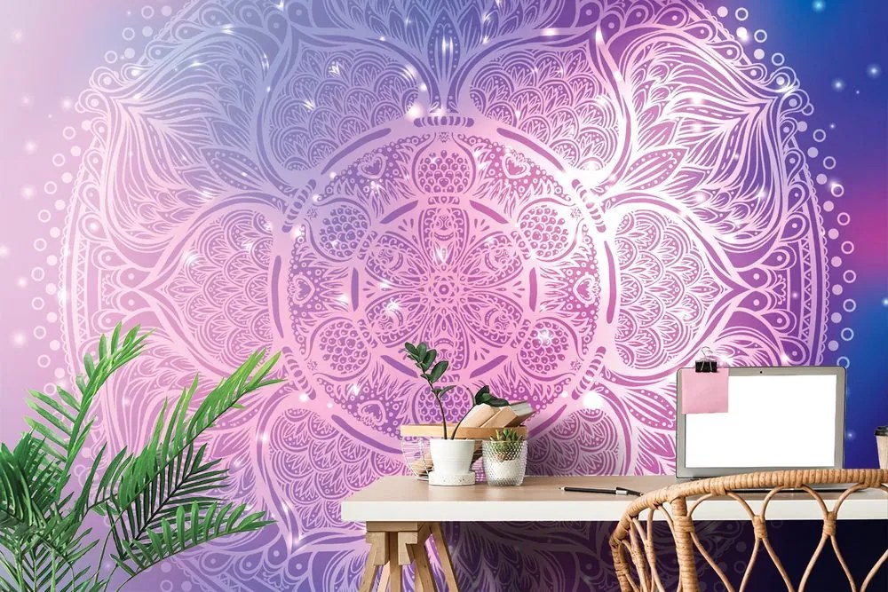 Carta da parati – Mandala indiano con sfondo galattico