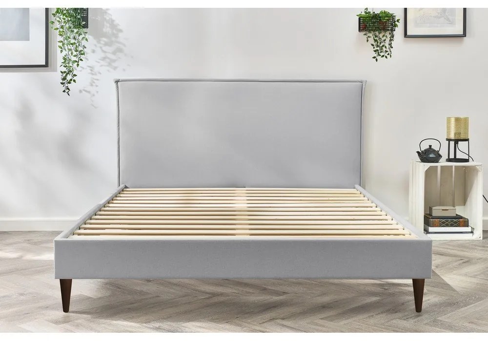 Letto matrimoniale imbottito grigio chiaro con griglia 180x200 cm Sary - Bobochic Paris