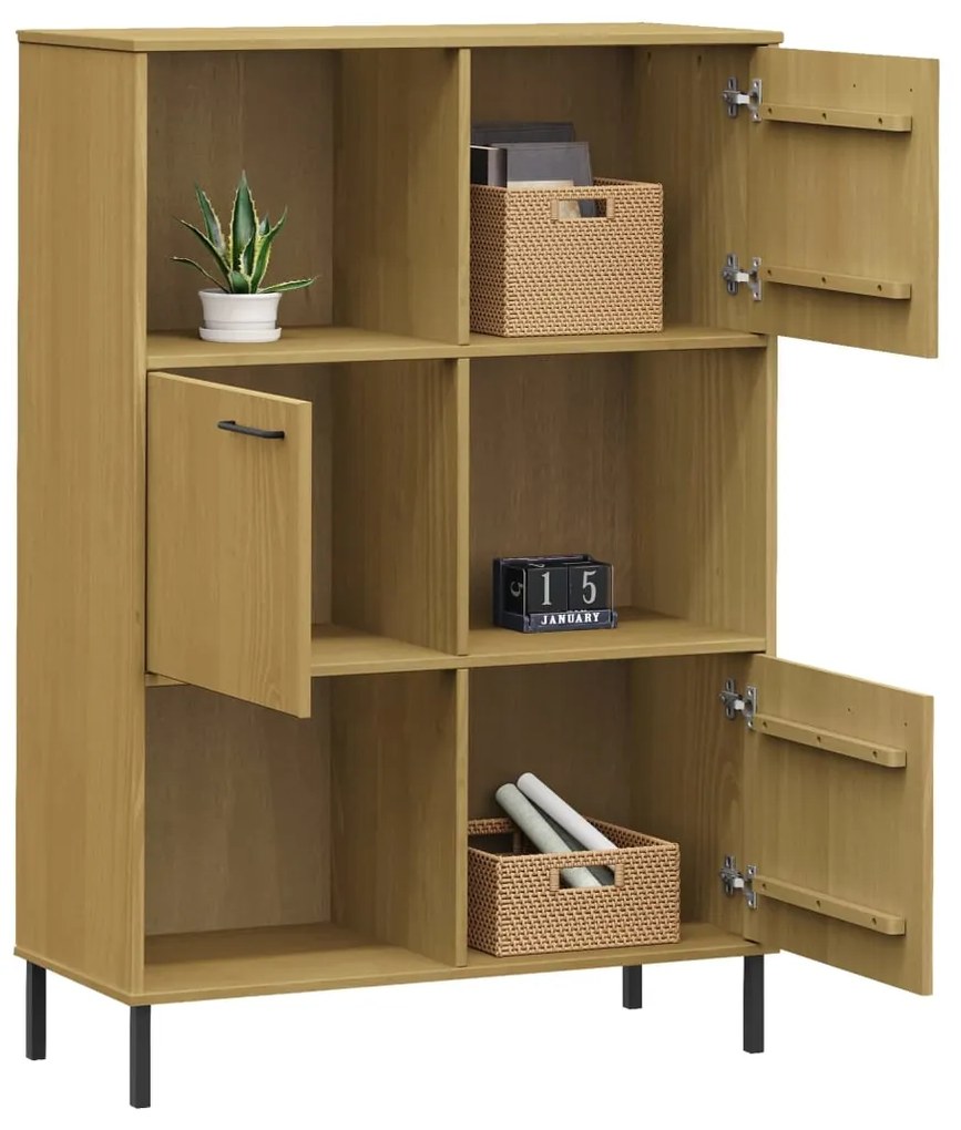 Libreria con gambe metallo marrone 90x35x128,5 cm massello oslo