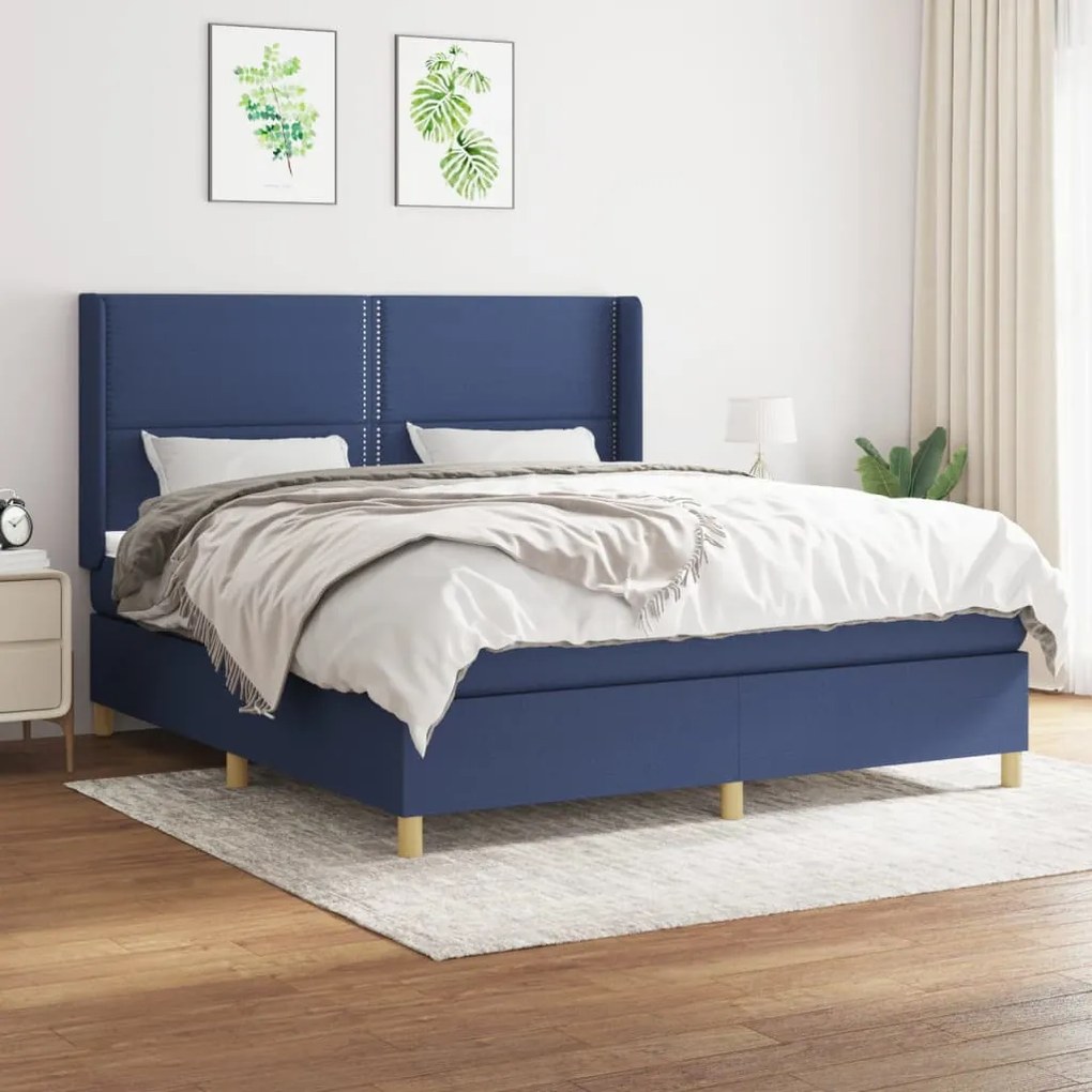 Giroletto A Molle Con Materasso Blu 160x200 Cm İn Tessuto /