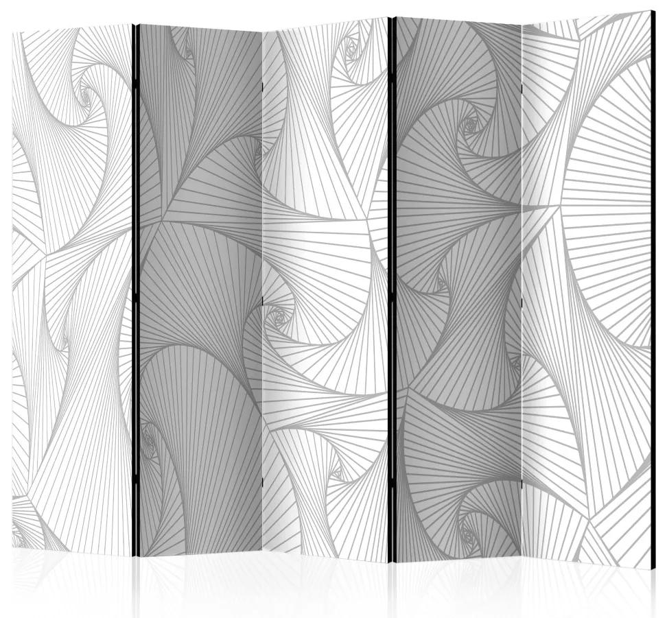 Paravento Ventaglio Avanguardia II - texture astratta con motivi grigi