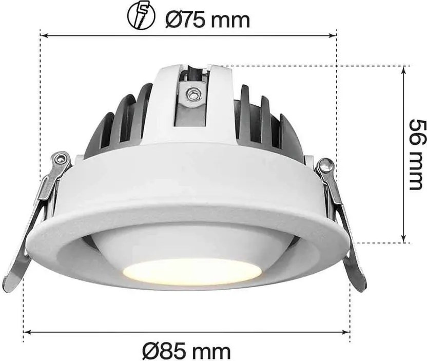 Faro LED da Incasso 12W Ø75mm IP40 Orientabile con driver Philips Colore Bianco Variabile CCT