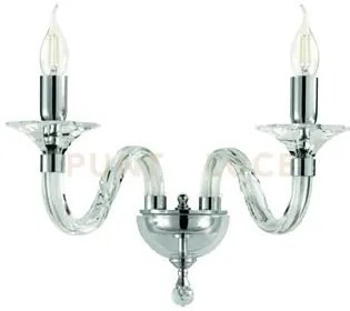 Applique gala 2 luci attacco e14 cristallo e cromo l.37cm