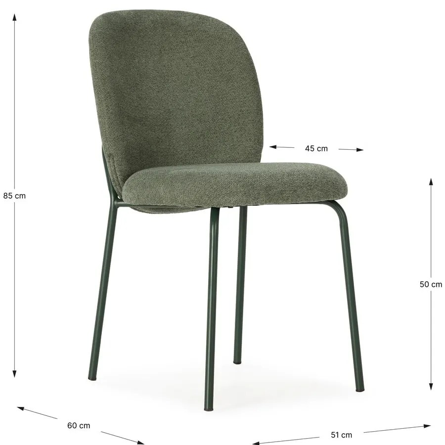 Sedie da pranzo in set verdi in imbottito 4 pz Daia – Marckeric