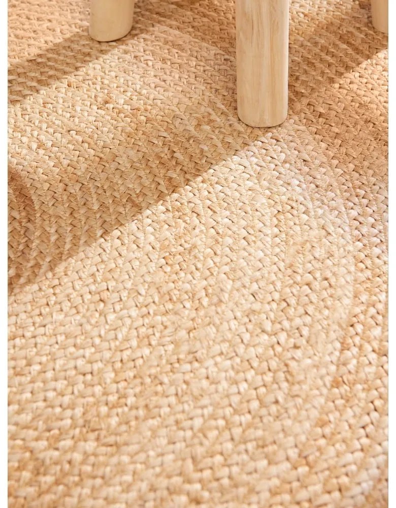 Tappeto rotondo avorio in iuta reversibile e tessuto a mano ø 160 cm Jutta Ivory – Hanse Home