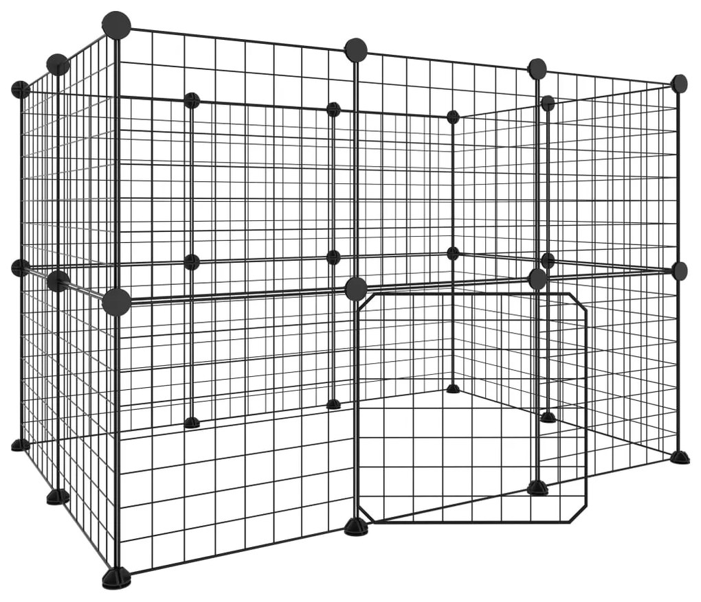 Gabbia per animali 20 pannelli con porta nera 35x35 cm acciaio