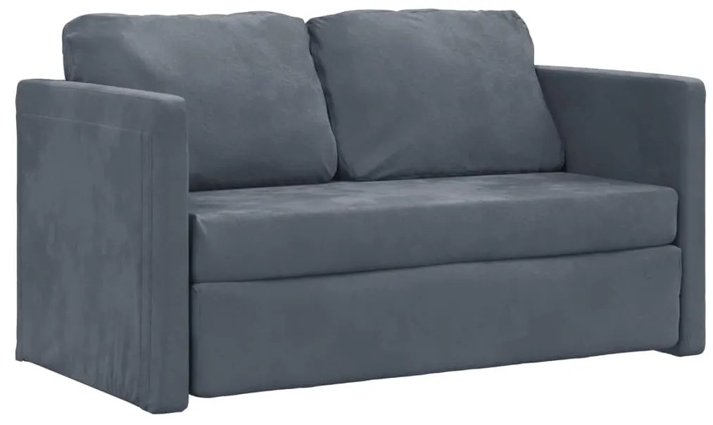 Divano letto da terra 2 in 1 grigio scuro 122x204x55 cm velluto