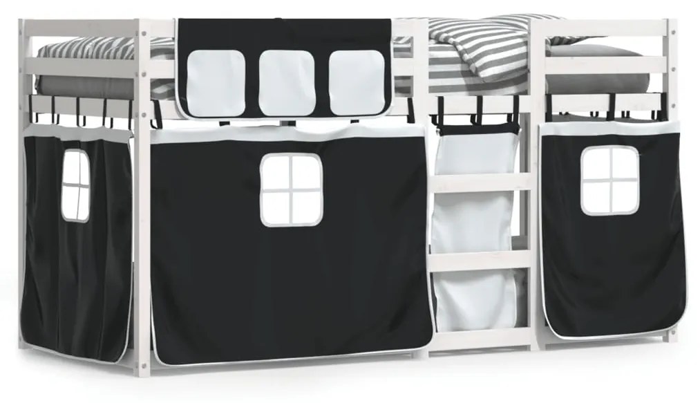 Letto A Castello Senza Materasso Bianco E Nero 90x200cm İn Pino /