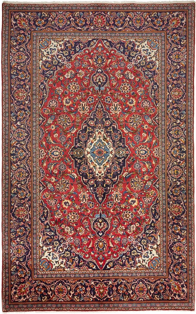 Kashan Tappeto 310 x 200 Rosso (Iran) Annodato A Mano