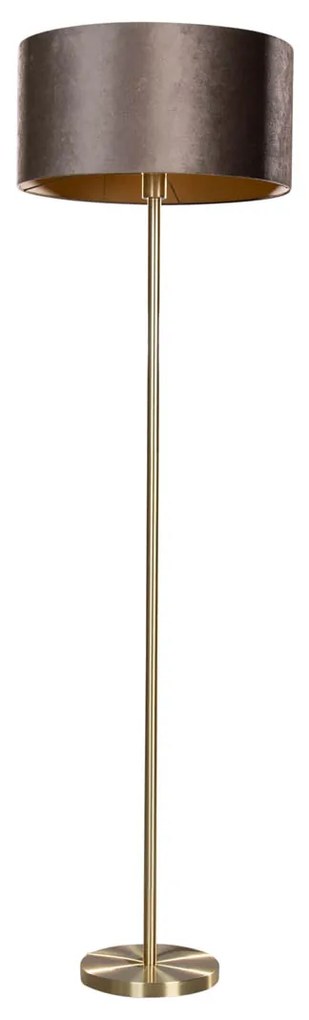 Lampada da terra ottone con paralume in velluto marrone 40 cm - Simplo