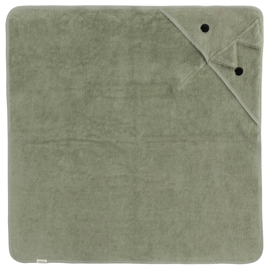 Asciugamano per neonato in cotone verde con cappuccio 75x75 cm Dinosaur - Kindsgut
