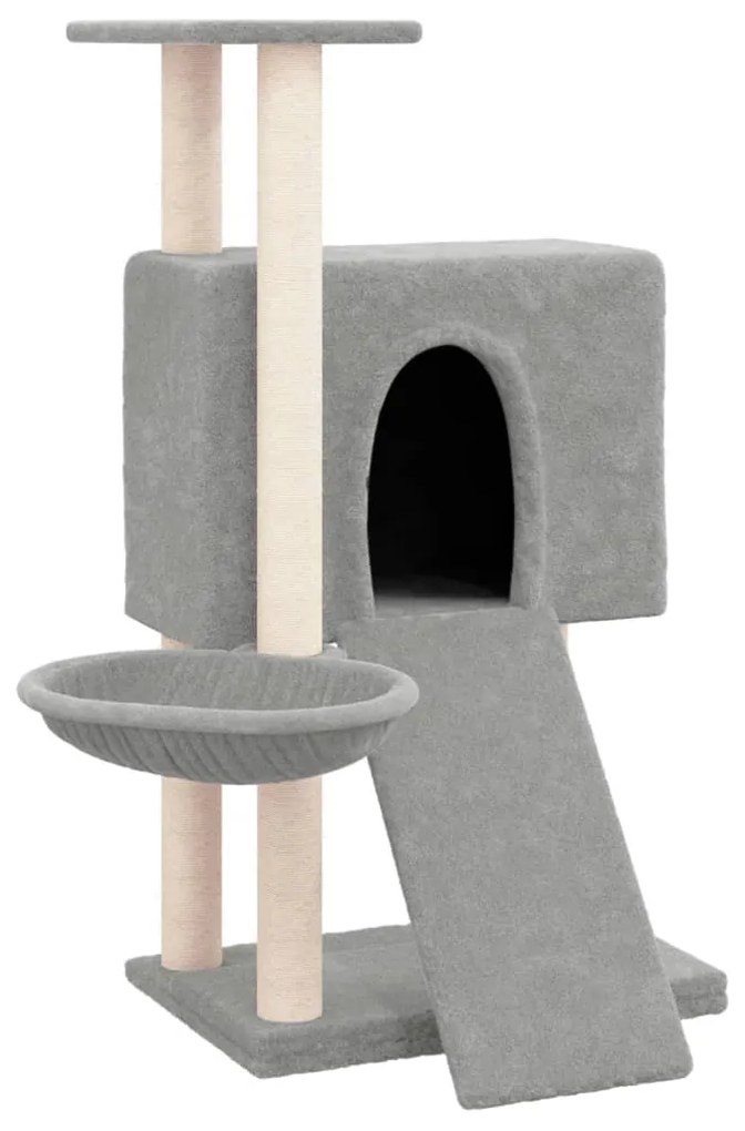 Albero per gatti con tiragraffi in sisal grigio chiaro 96 cm