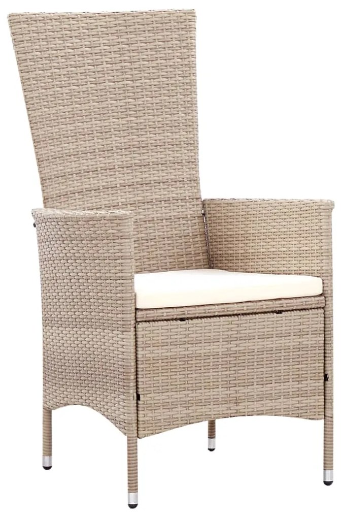 Set da pranzo da giardino 7 pz con cuscini in polyrattan beige