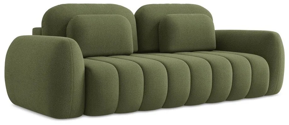 Divano verde allungabile/con contenitore con rivestimento in bouclé 266 cm Pele – Makamii