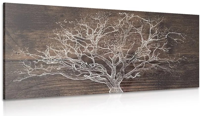 Quadro su tela – Albero su sfondo di legno
