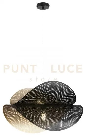 Lampadario a sospensione rhei-dot nera e oro doppio diffusore 1 luc...