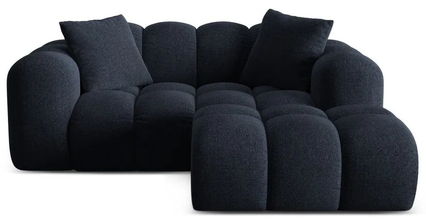 Divano angolare blu scuro (con penisola a destra/con chaise lounge) con rivestimento in ciniglia Treno – Cosmopolitan Design