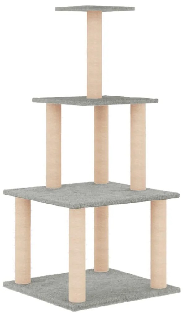 Albero per gatti con tiragraffi in sisal grigio chiaro 111 cm