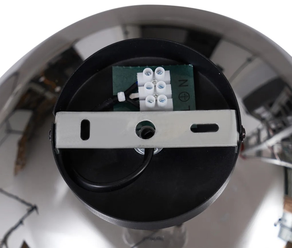 Plafoniera Art Déco nera con vetro fumé - Sandra