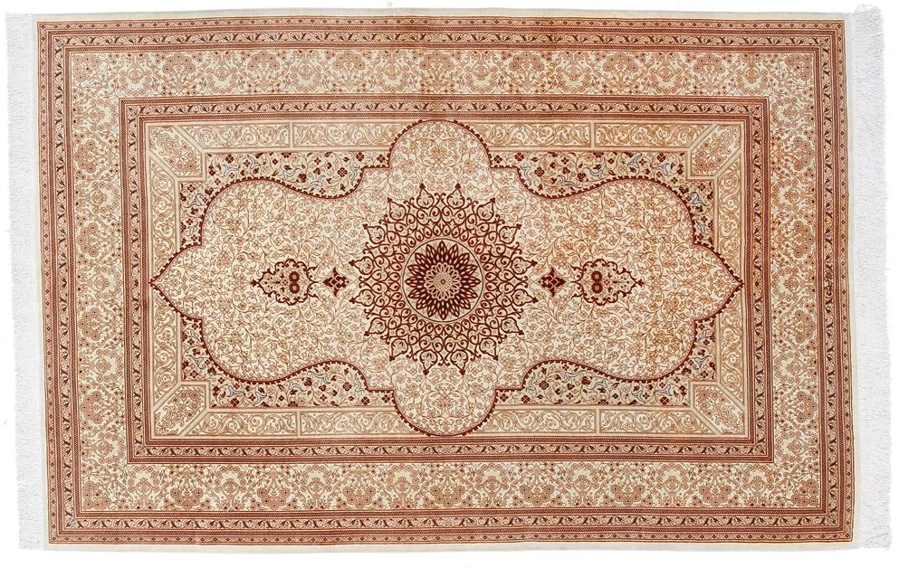 Ghom Tappeto persiano 130x200 Beige (Iran) Annodato A Mano