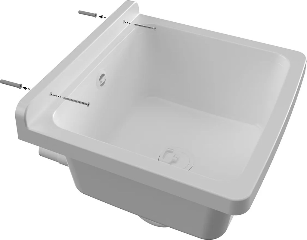 Lavatoio 40 cm Pilozzo a Parete Mini in Resina Bianco...