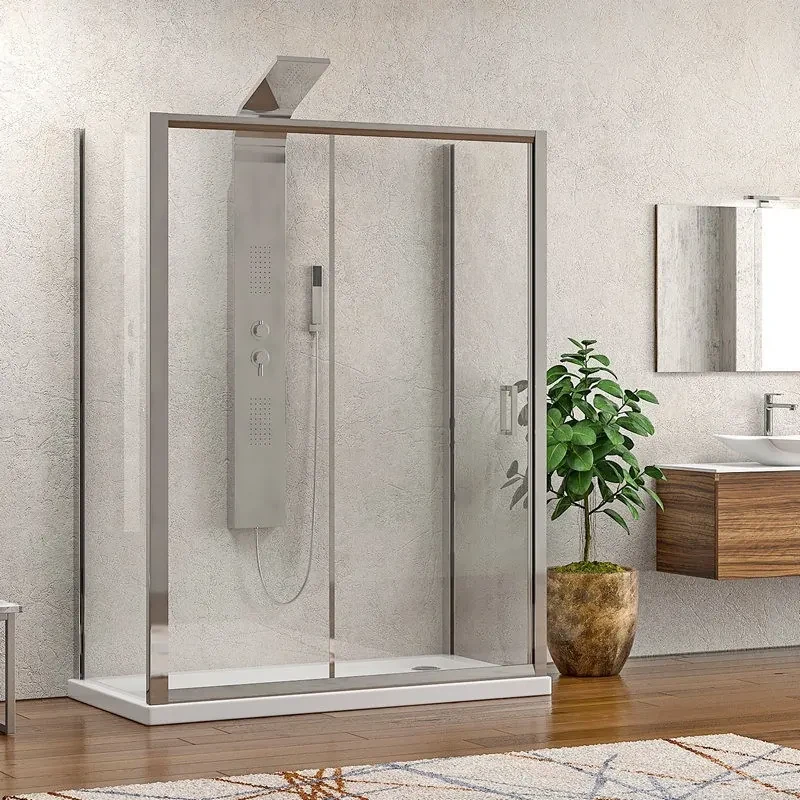 Kamalu - Box doccia 3 lati 80x100x80 apertura scorrevole vetro trasparente K410NS