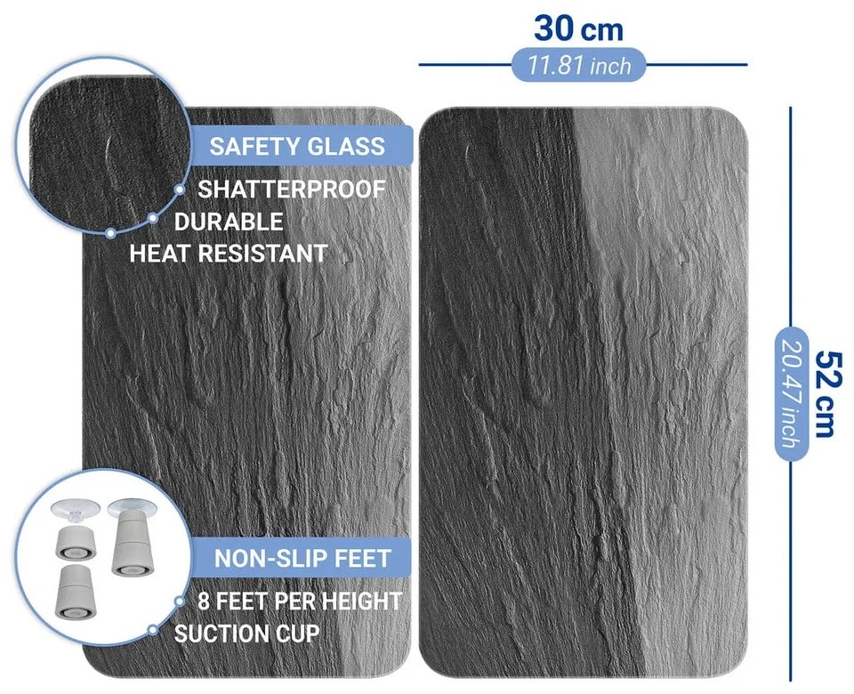 Set di 2 cappe da cucina in vetro con, 52 x 30 cm Slate - Wenko