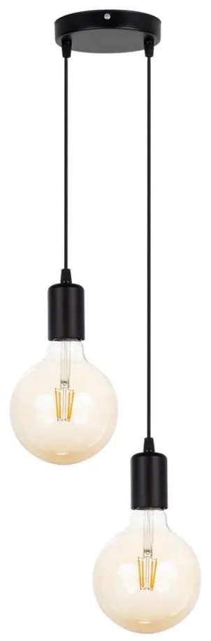 Lampadario a sospensione con filo MIROS 2xE27/60W/230V arrotondato nero