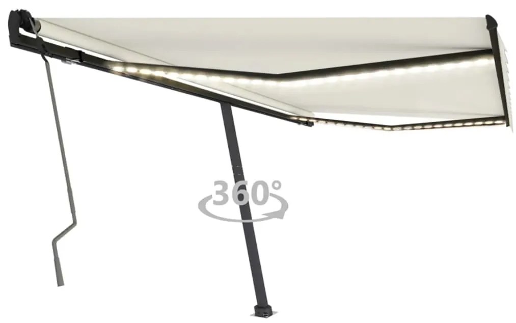 Tenda Da Sole Retrattile Manuale Led 450x350 Cm Crema /